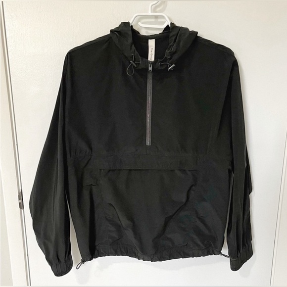 Aritzia Babaton Arrow Half-Zip Anorak Hooded Wind Breaker Jacket Black Medium - Picture 2 of 10